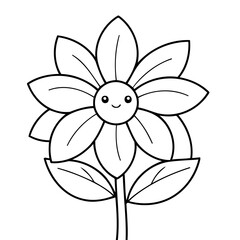 Simple vector illustration of Flower for toddlers colouring page