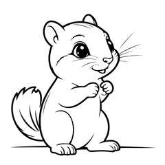 Simple vector illustration of Chipmunk for children colouring activity