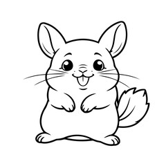 Cute vector illustration Chinchilla drawing for kids colouring page