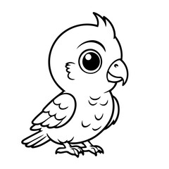 Simple vector illustration of Parrot drawing colouring activity