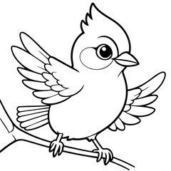 Simple vector illustration of BlueJay for kids colouring worksheet