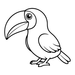 Vector illustration of a cute Toucan drawing for kids colouring page