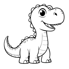 Vector illustration of a cute Diplodocus doodle drawing for kids page