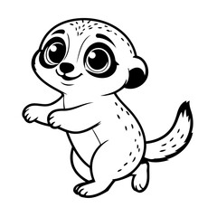 Cute vector illustration Meerkat drawing for colouring page