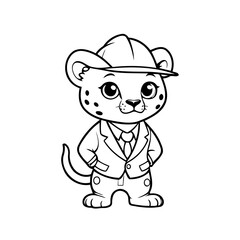 Cute vector illustration Cheetah colouring page for kids