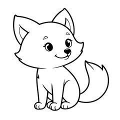 Simple vector illustration of Fox outline for colouring page