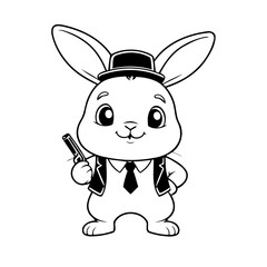 Simple vector illustration of Rabbit doodle for toddlers worksheet