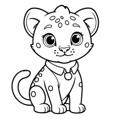 Vector illustration of a cute Cheetah drawing for kids page