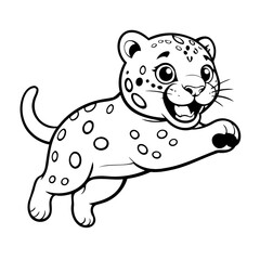 Cute vector illustration Jaguar drawing for toddlers book
