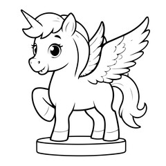 Simple vector illustration of Pegasus drawing for toddlers coloring activity