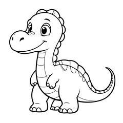Simple vector illustration of Diplodocus outline for colouring page
