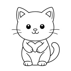 Cute vector illustration Cat for kids colouring worksheet