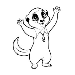 Cute vector illustration Meerkat drawing for kids colouring page