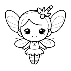 Cute vector illustration Fairy drawing for toddlers coloring activity
