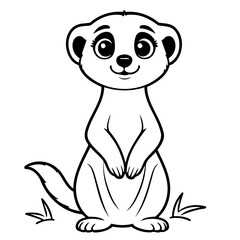 Simple vector illustration of Meerkat drawing colouring activity