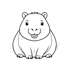 Vector illustration of a cute Capybara doodle for toddlers worksheet
