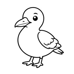 Vector illustration of a cute Seagull drawing for kids page