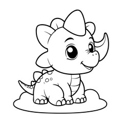 Simple vector illustration of Triceratops for toddlers colouring page