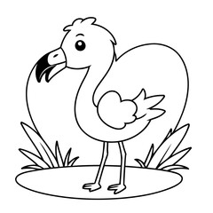 Simple vector illustration of Flamingo drawing for toddlers colouring page