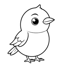 Simple vector illustration of Bird drawing for kids colouring activity