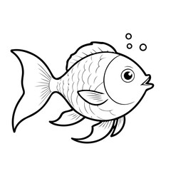 Simple vector illustration of Fish hand drawn for kids page