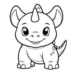Simple vector illustration of Triceratops for children colouring activity