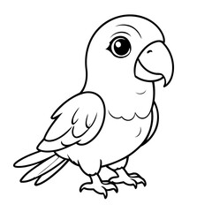 Cute vector illustration Parrot drawing for kids colouring page