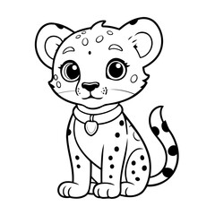 Cute vector illustration Cheetah drawing colouring activity