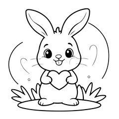 Vector illustration of a cute Rabbit drawing for kids colouring page