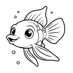 Vector illustration of a cute Guppy drawing for toddlers book