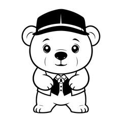 Simple vector illustration of Bear for kids coloring page
