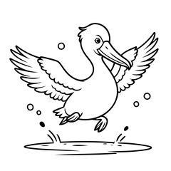 Simple vector illustration of Pelican for kids coloring page