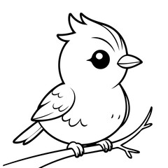 Cute vector illustration Bird doodle for toddlers worksheet