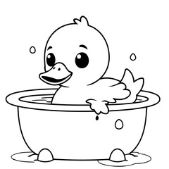 Simple vector illustration of Duck for children colouring activity