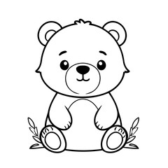Simple vector illustration of Bear for toddlers colouring page