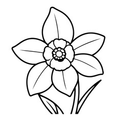 Vector illustration of a cute Daffodil doodle for toddlers worksheet