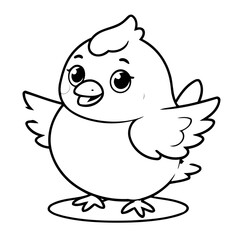 Cute vector illustration Bird doodle colouring activity for kids