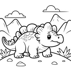 Simple vector illustration of Ankylosaurus colouring page for kids