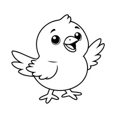 Vector illustration of a cute Bird doodle for kids colouring page