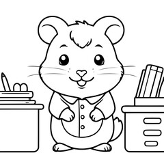 Simple vector illustration of Hamster outline for colouring page