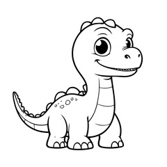 Vector illustration of a cute Diplodocus doodle for kids coloring worksheet