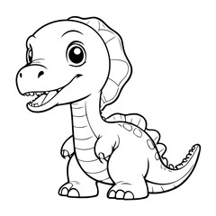 Cute vector illustration Diplodocus drawing for kids page