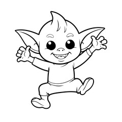 Cute vector illustration Goblin for children colouring activity
