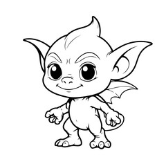 Vector illustration of a cute Goblin drawing for children page