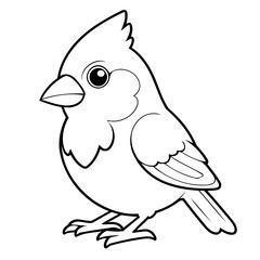Obraz premium Vector illustration of a cute Cardinal doodle for toddlers coloring activity