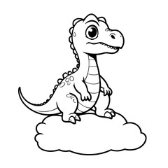 Cute vector illustration Velociraptor drawing for toddlers coloring activity