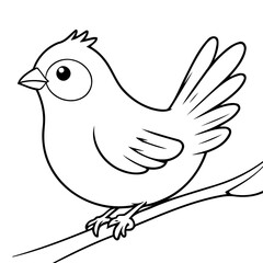 Vector illustration of a cute Finch doodle colouring activity for kids