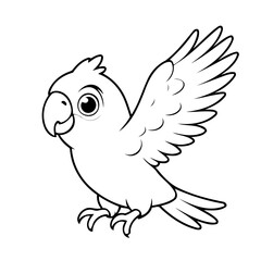 Vector illustration of a cute Parrot drawing for kids colouring page