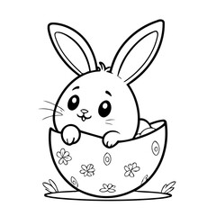Cute vector illustration Bunny doodle for kids coloring worksheet