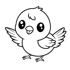 Cute vector illustration Sparrow drawing for children page